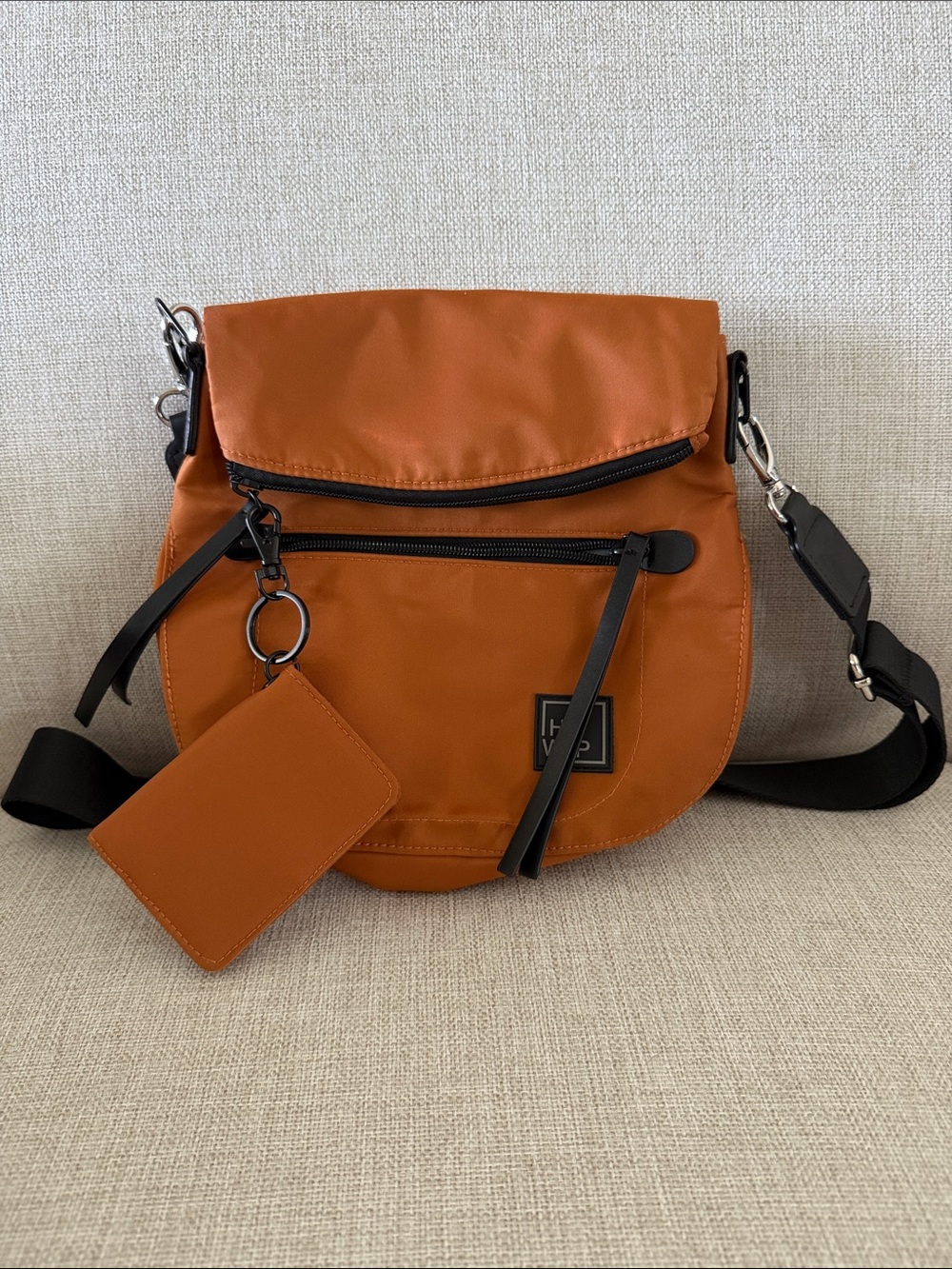 Orange Crossbody Shoulder Bag with Card Holder
